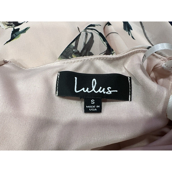 Lulus Cherished Moment Blush Pink Floral Lace Up Back Halter Dress Small S - Picture 5 of 10